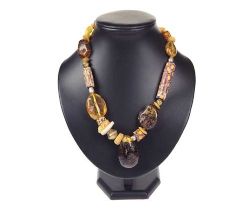 Collier ambre - millefiori - perles, ... C755 B