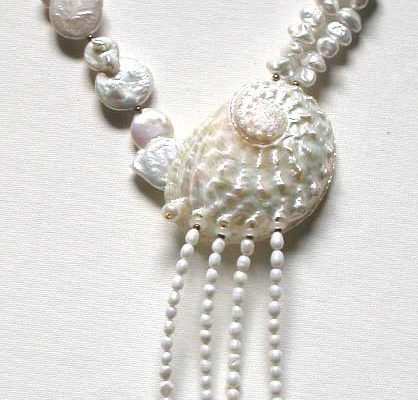 Collier Abalone, perles d'eau douce