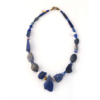 Collier asymétrique bleu - lapis lazuli, perles, bronzes, ... - D671B