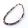 Collier "perles noires", labradorite, corail... - D749A