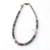 Collier "perles noires", labradorite, corail... - D749A